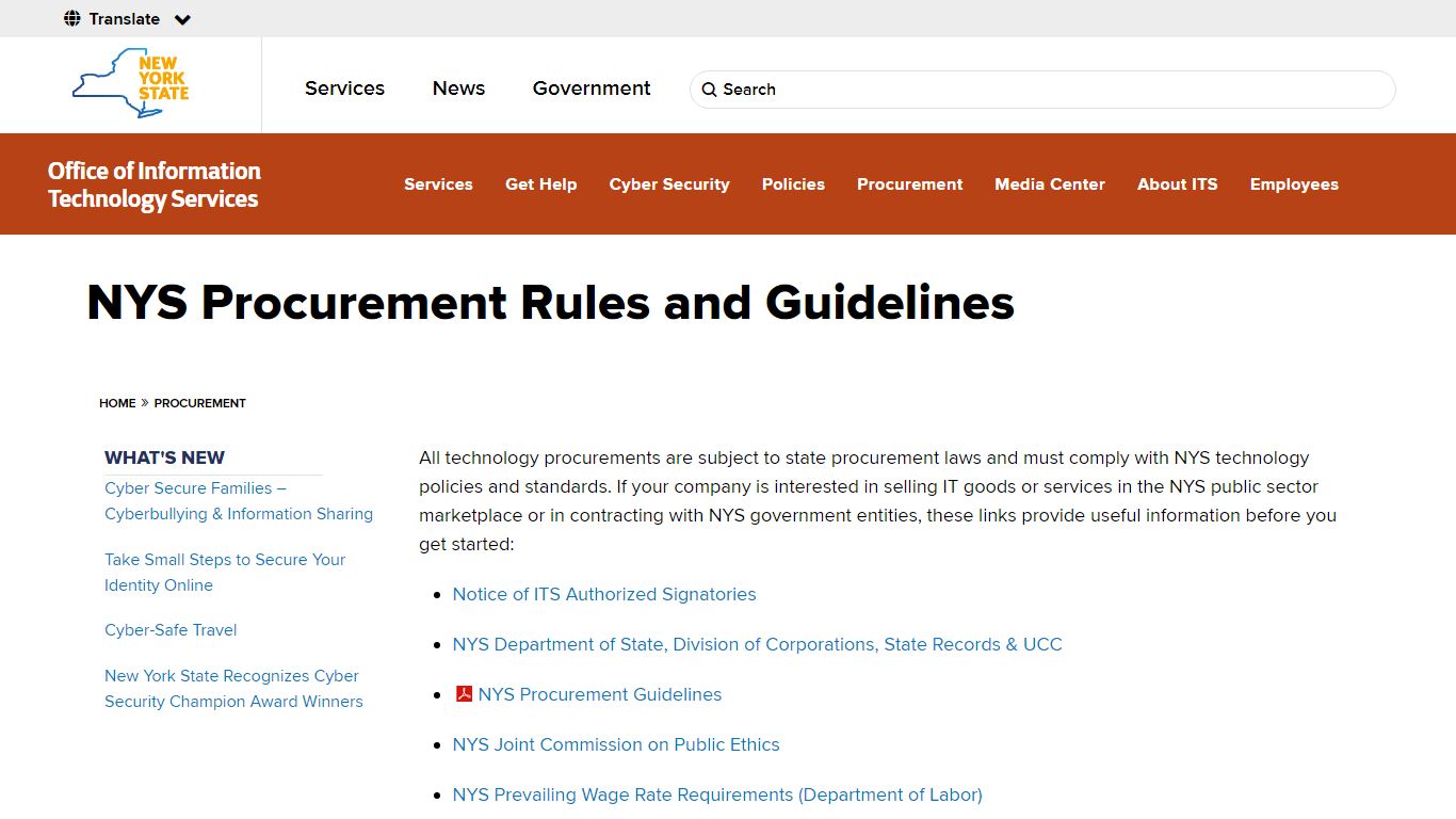 NYS Procurement Rules and Guidelines | New York State Office of ...